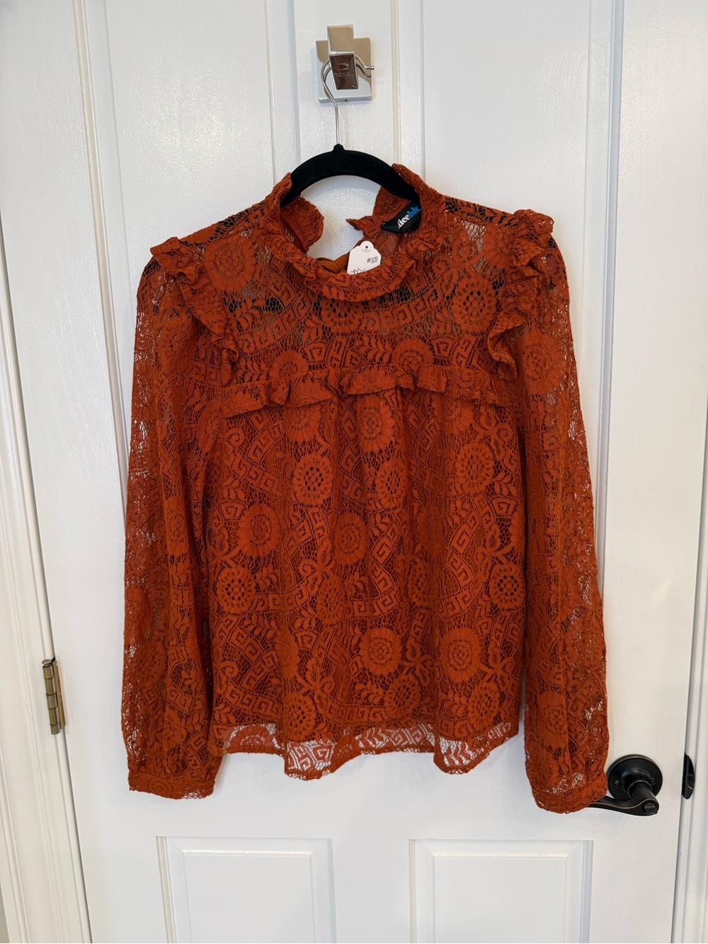 NWT Lace Ruffle High-Neck Blouse